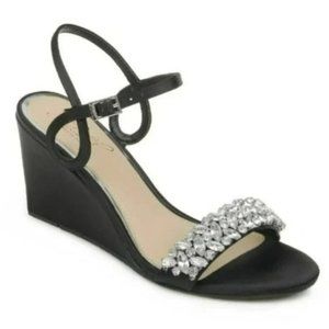 Jewel Badgley Mischka Noralie Crystal Embellished Black Wedge Sandal